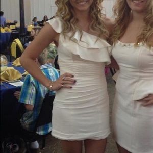 Ivory formal one shoulder dress